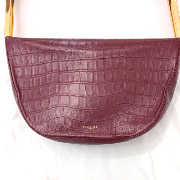 DeMellier Burgundy Croc Effect Bergen Bag - Picture 3 of 16